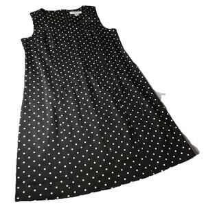 REAL CLOTHES Women’s Size 12 Dress Black Sheath Polka Dot Feminine Sleeveless